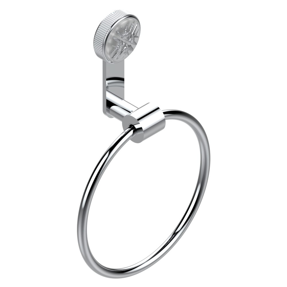 Anneau porte-serviette THG - Collection &quot;Hirondelles tamponnées platine&quot;
