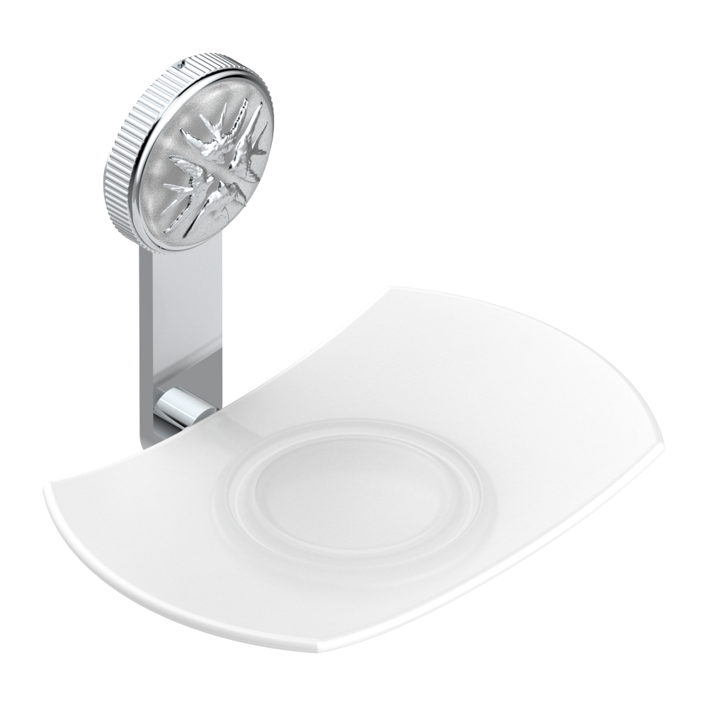 Porte-savon THG - Collection &quot;Hirondelles tamponnées platine&quot;