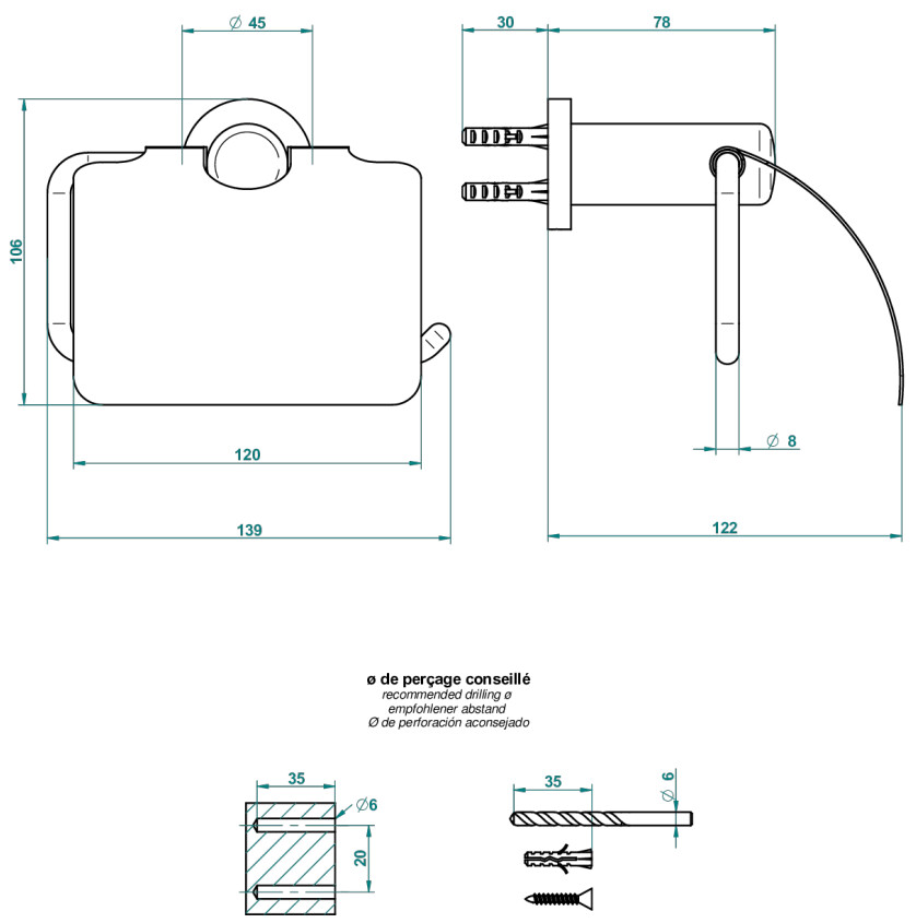 Porte-rouleau avec couvercle THG - Collection "Le 11" — vue 4