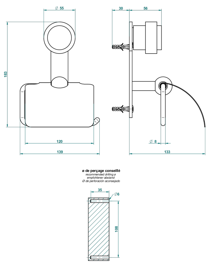 Porte-rouleau avec couvercle THG - Collection "Diplomate" - vue 5