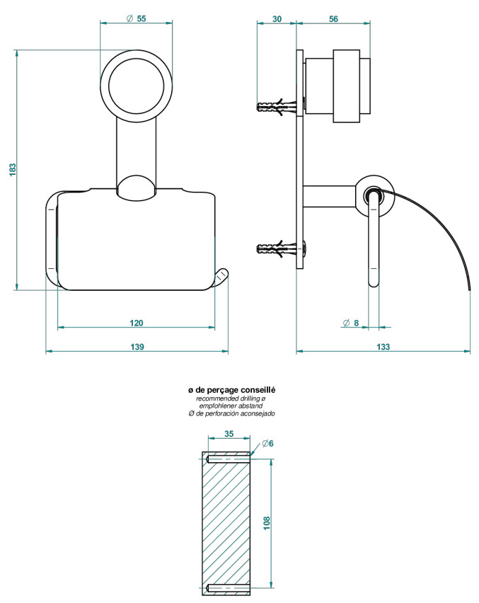 Porte-rouleau avec couvercle THG - Collection "Diplomate" — vue 5