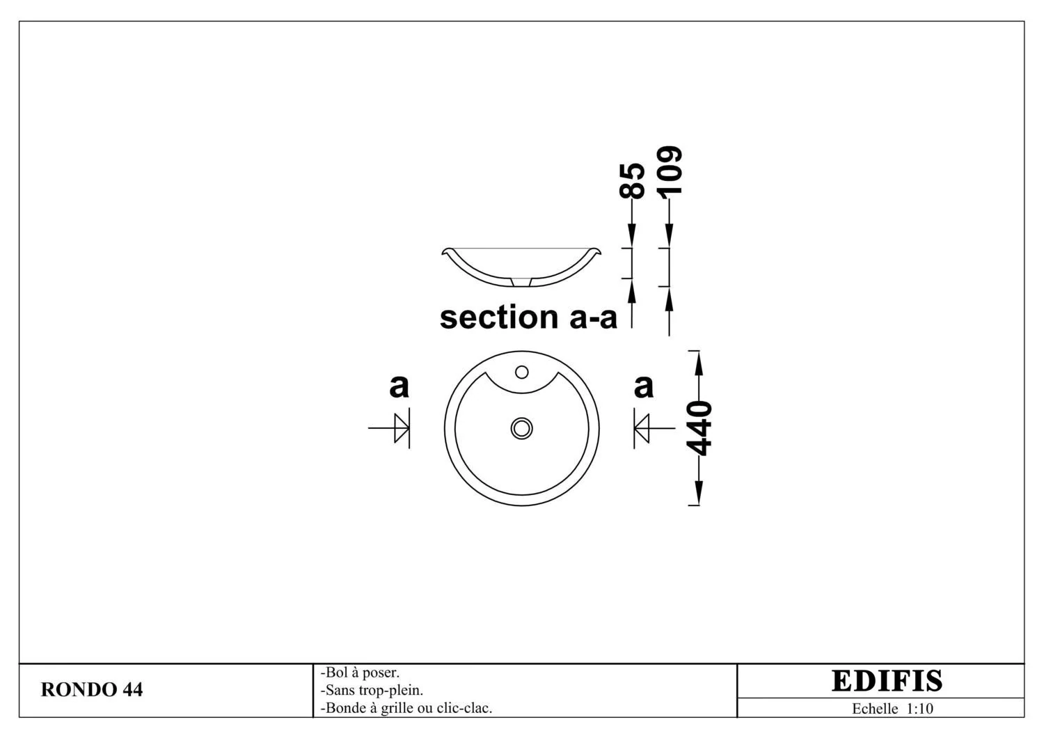 Countertop basin Rondo 44 cm — Product view 2