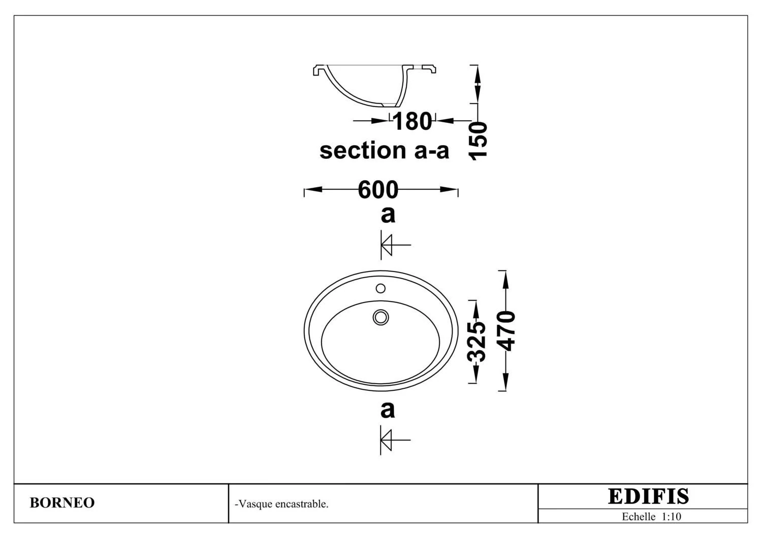Inset basin Bornéo 60 cm — Product view 4