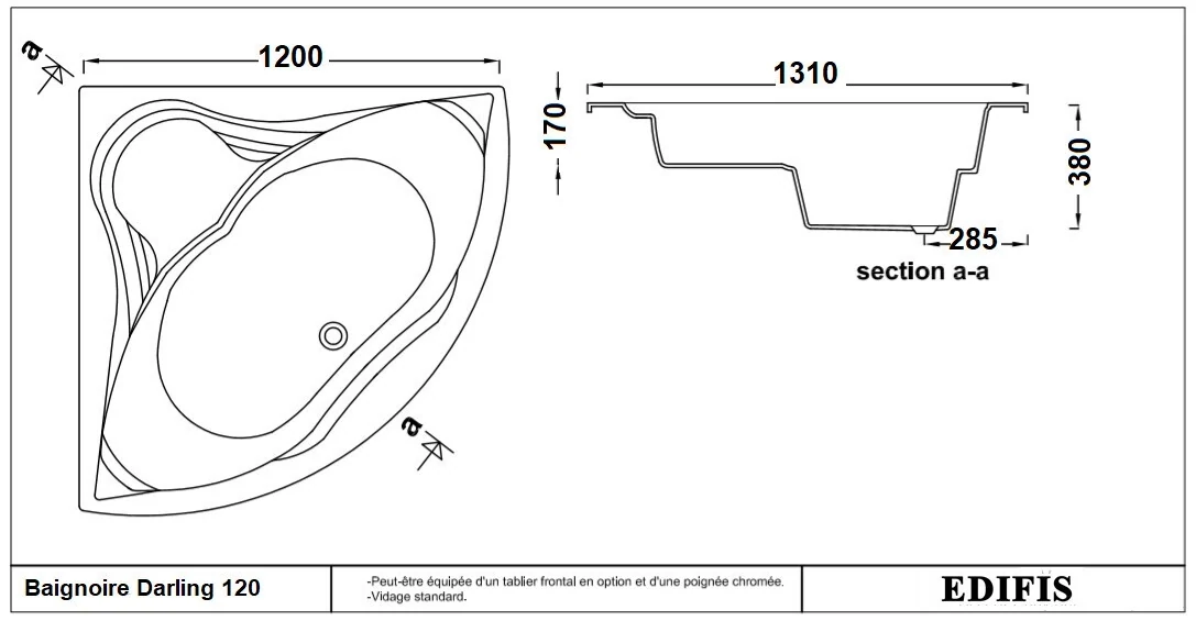 Hydromassage Bathtub Darling 120 x 120 cm