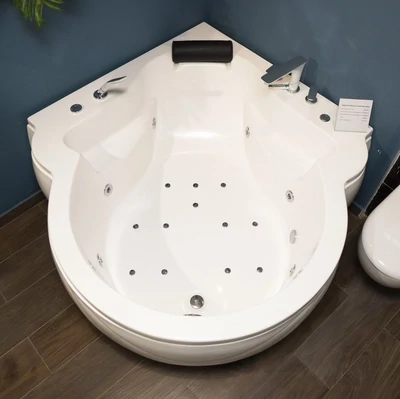Baignoire Elysée 148  x 148 cm hydromassage mixte avec repose-tête intégré