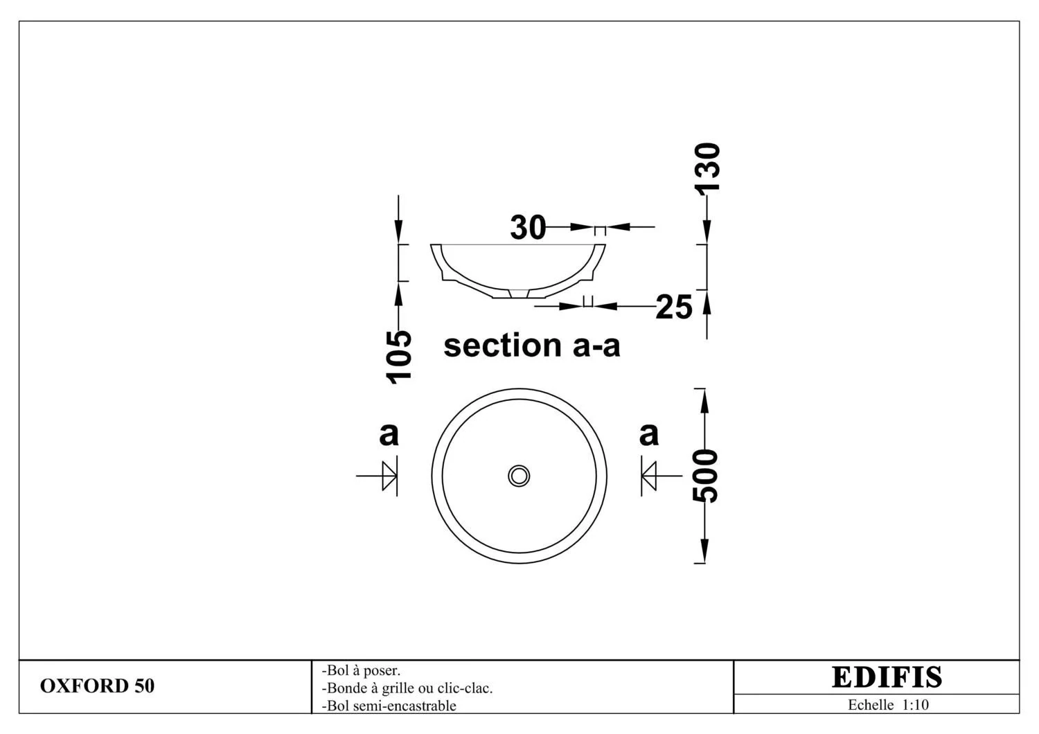 Countertop basin Oxford 50 cm — Product view 3