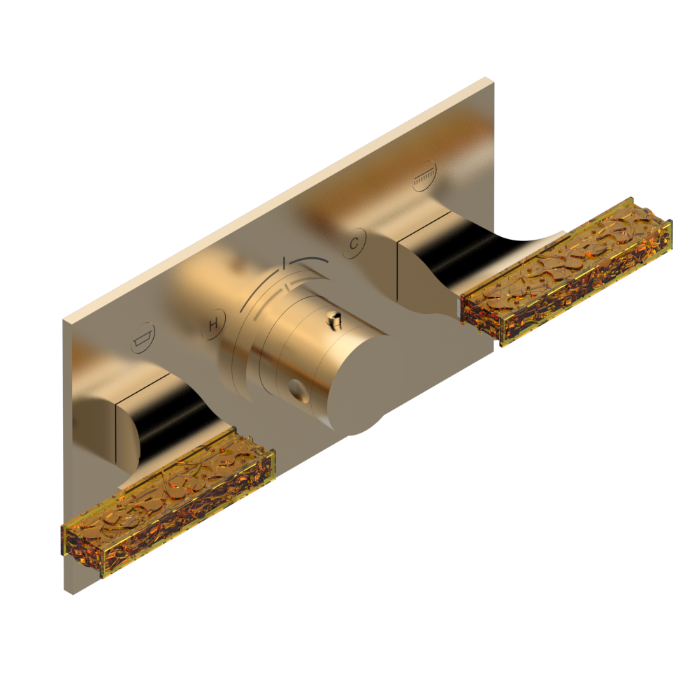 Set de finition THG pour douche thermostatique à encastrer avec deux robinets d'arrêt pour installation horizontale à 2 fonctions - Collection "Ginkgo" — vue 4