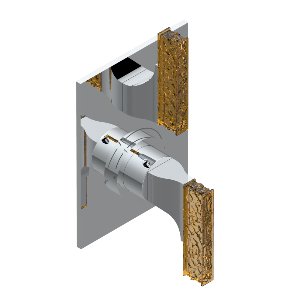 Set de finition THG pour douche thermostatique à encastrer avec un robinet d&#39;arrêt - Collection &quot;Ginkgo&quot;