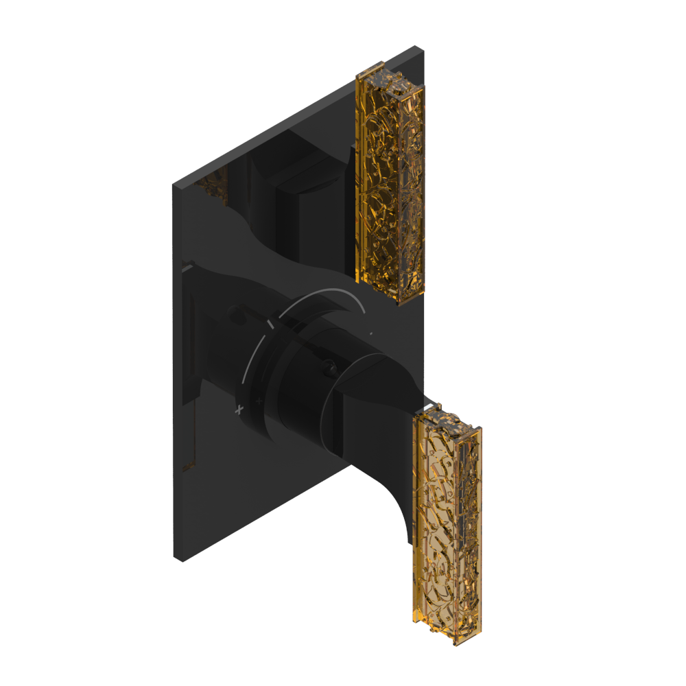 Set de finition THG pour douche thermostatique à encastrer avec un robinet d'arrêt - Collection "Ginkgo"