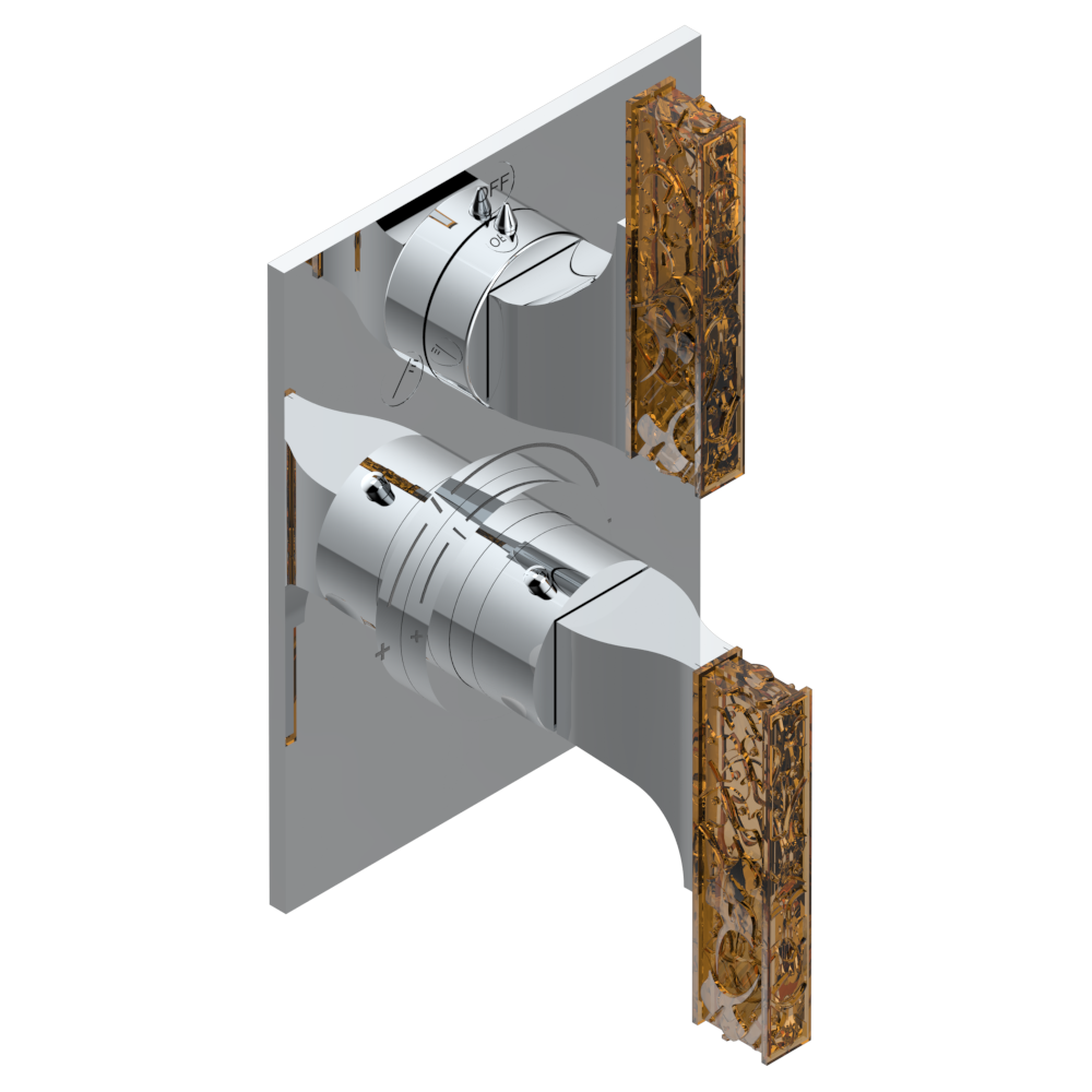 Set de finition THG pour douche thermostatique à encastrer 2 fonctions avec inverseur - Collection &quot;Ginkgo&quot;