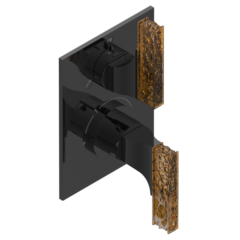 Set de finition THG pour douche thermostatique à encastrer 2 fonctions avec inverseur - Collection "Ginkgo"