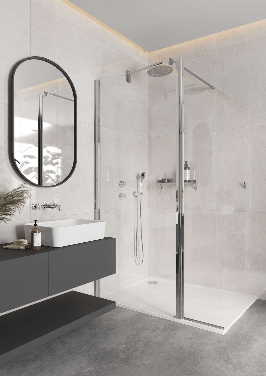 Deante Cascada Round Connection Elbow with Chrome Hand Shower Holder