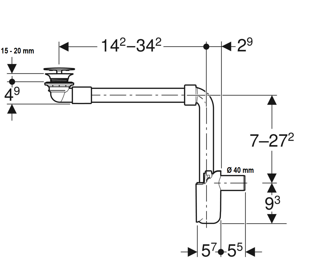 Évacuation de lavabo Geberit à écoulement libre et recouvrement de soupape - vue 2
