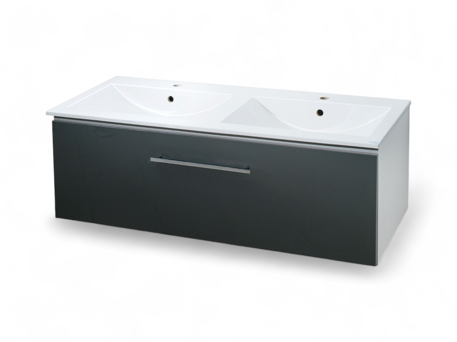 ​Plan-vasque double Comete 120 cm avec meuble de salle de bains à un tiroir