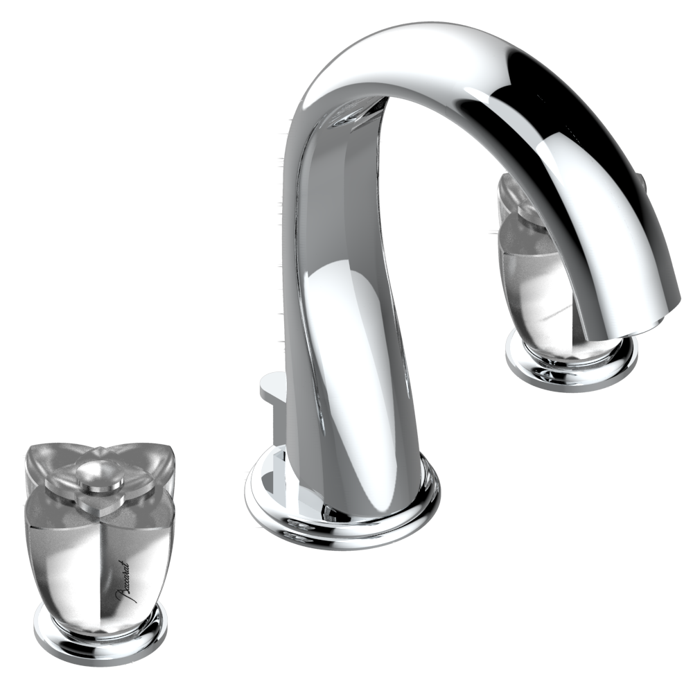 Mélangeur de lavabo 3 trous THG avec vidage - Collection &quot;Pétale de Cristal Clair&quot;
