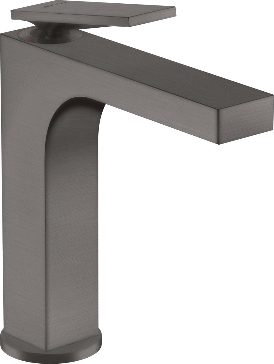 Mitigeur de lavabo AXOR Citterio 160 avec poignée manette et bonde à écoulement libre en noir chromé brossé