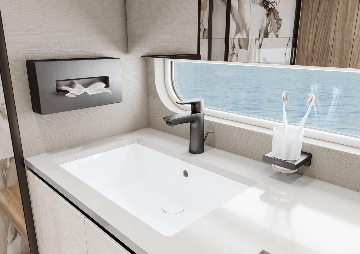 Distributeur de mouchoirs en papier Hansgrohe AddStoris en noir chromé brossé