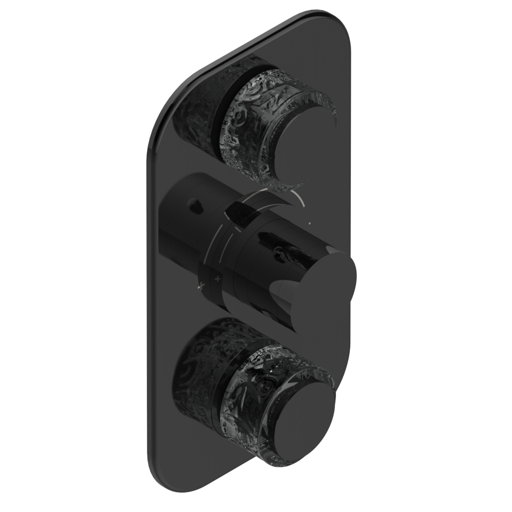 Set de finition THG pour douche thermostatique à encastrer avec deux robinets d'arrêt à 2 fonctions - Collection "New Paradise"