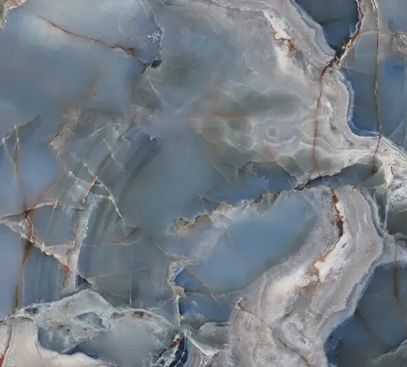 Grès cérame Tagina Onice Reale Oceano brillant 120 x 120 cm, rectifié