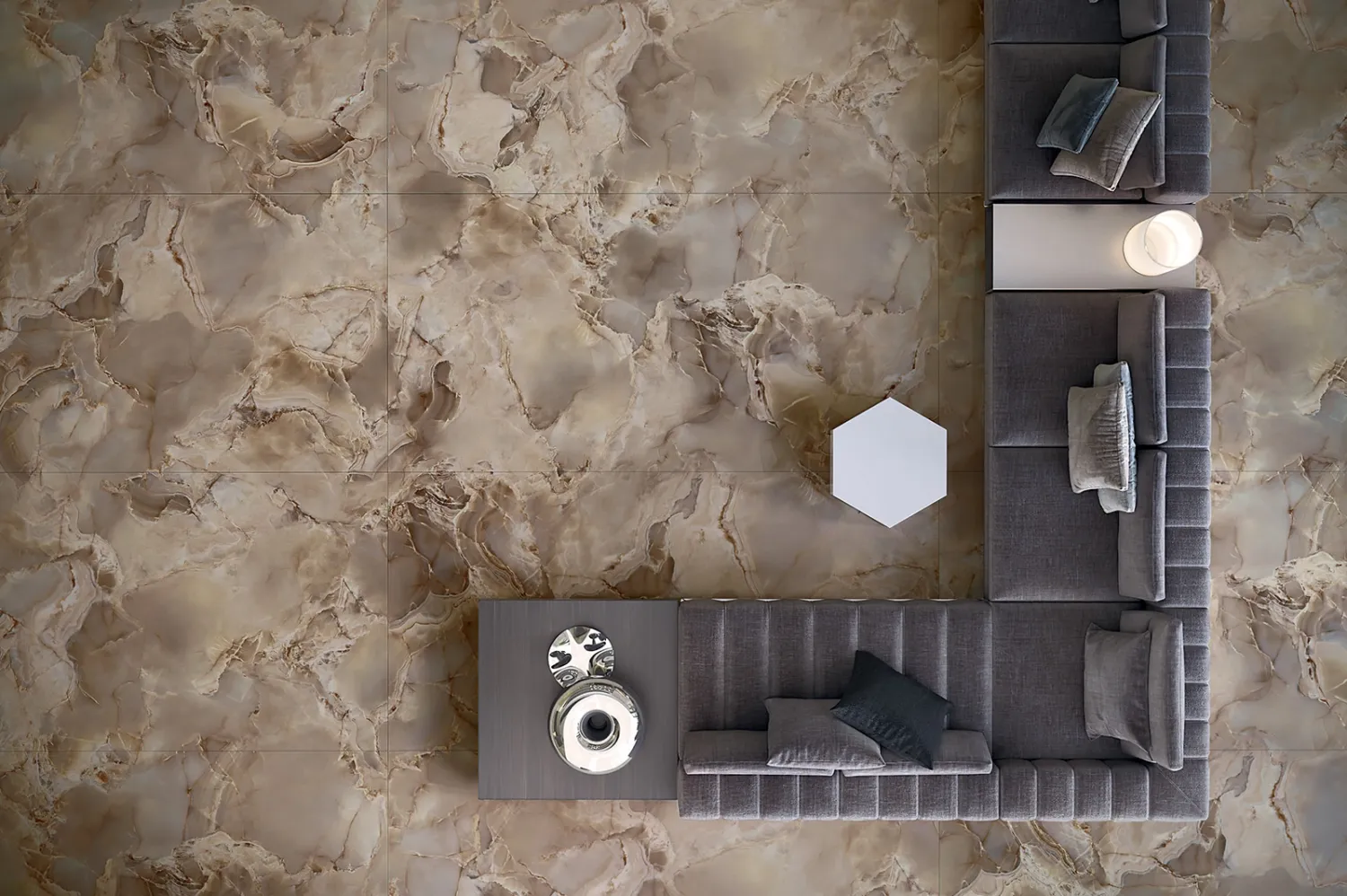 Grès cérame Tagina Onice Reale Opale brillant 120 x 120 cm, rectifié