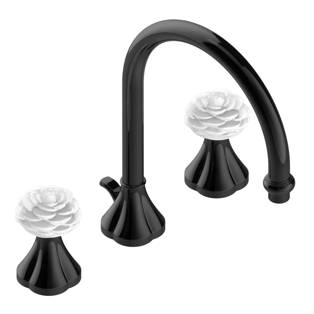 Mélangeur de lavabo 3 trous THG avec vidage - Collection "Camélia Cristal Clair"