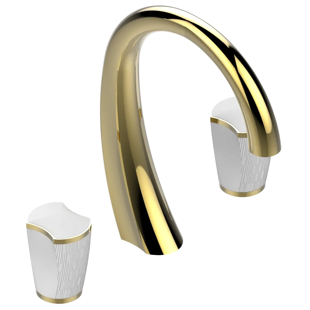 Mélangeur de lavabo 3 trous THG avec vidage - Collection "Infini porcelaine blanche"