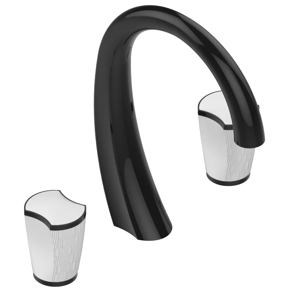 Mélangeur de lavabo 3 trous THG avec vidage pour serrage marbre - Collection "Infini porcelaine blanche" — vue 3