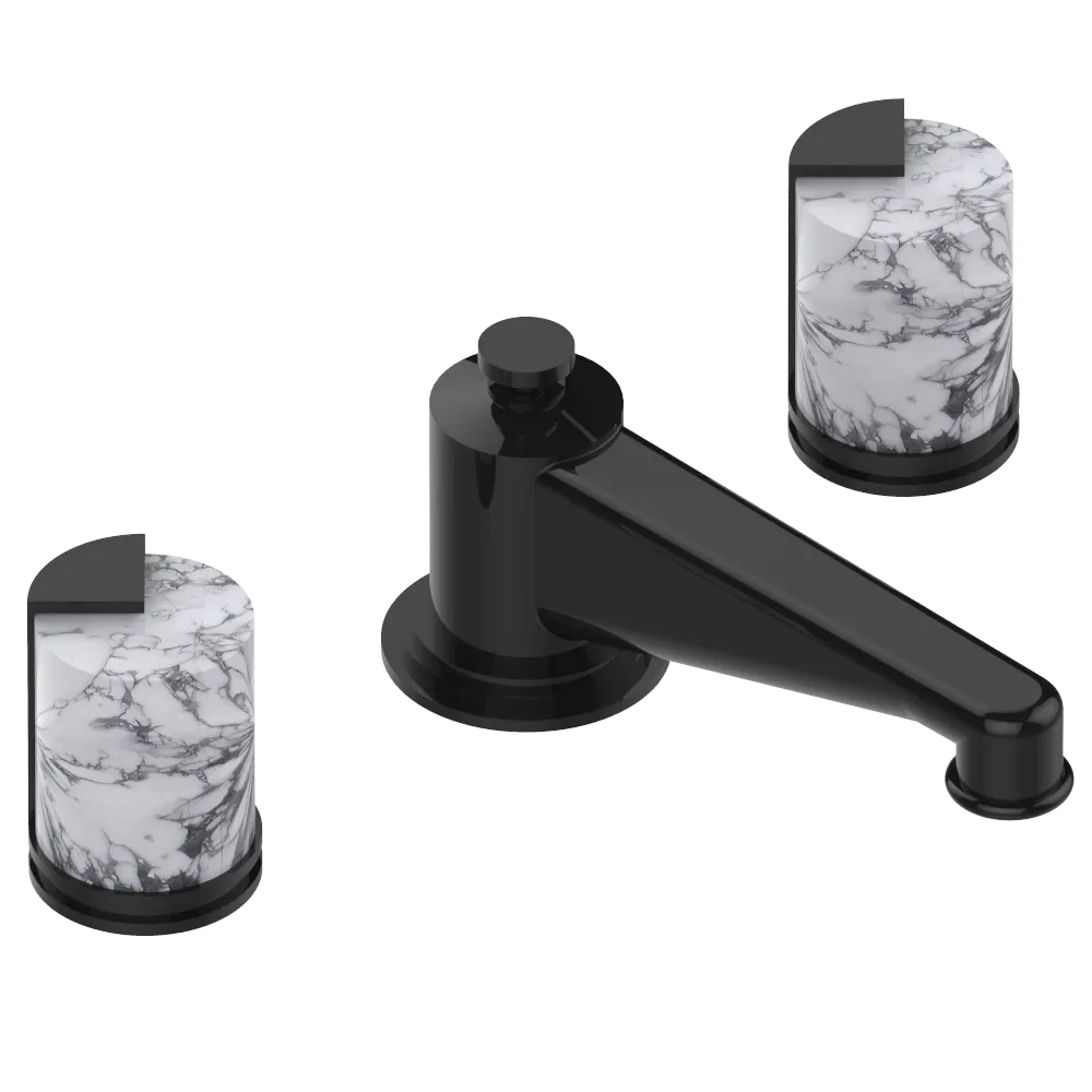 Mélangeur de lavabo 3 trous THG avec vidage pour serrage marbre - Collection "Le 9 howlite" — vue 2