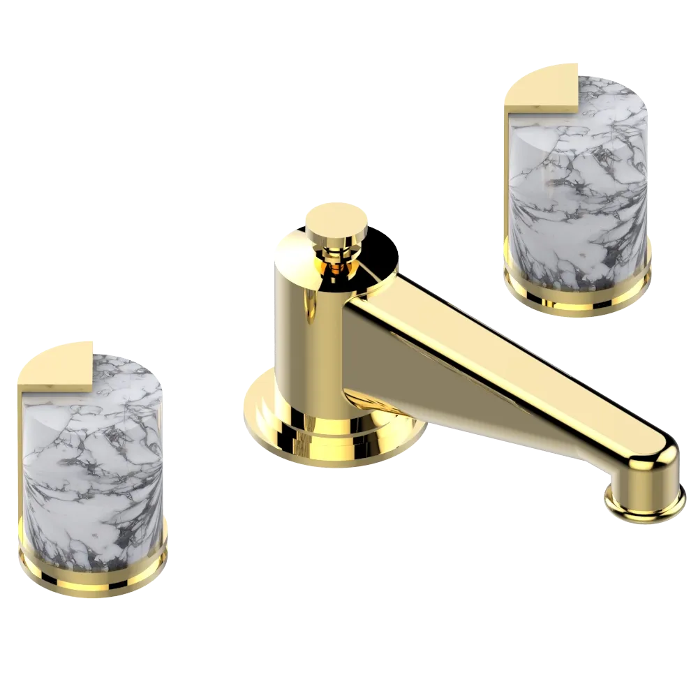 Mélangeur de lavabo 3 trous THG avec vidage pour serrage marbre - Collection "Le 9 howlite" — vue 3