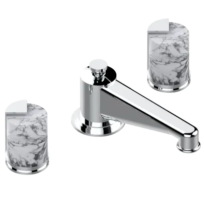 Mélangeur de lavabo 3 trous THG avec vidage pour serrage marbre - Collection &quot;Le 9 howlite&quot;