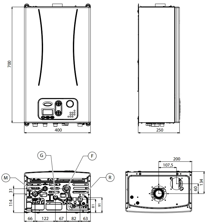 Chaudière murale simple Fondital ANTEA RTFS 40 KW — vue 4