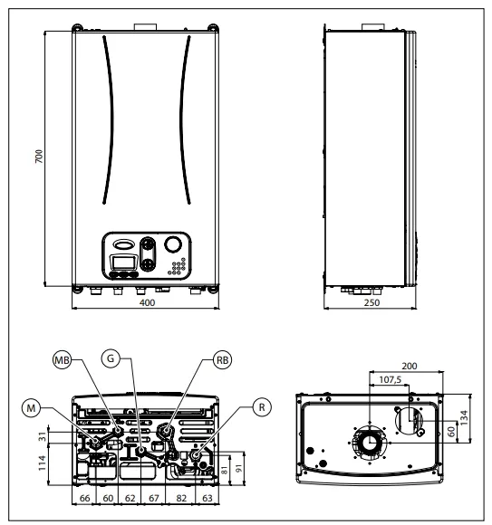 Chaudière murale simple Fondital ANTEA RBTFS 40 KW — vue 4
