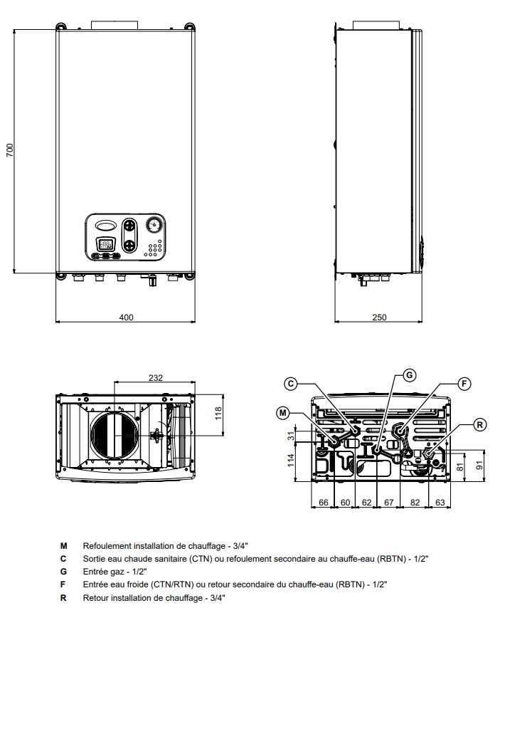 Chaudière murale​ simple Fondital ANTEA RTFS 24 KW - vue 4