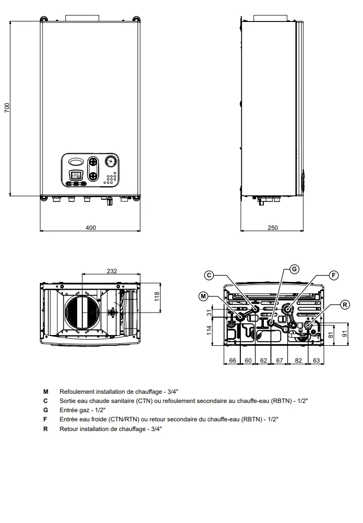 Chaudière murale simple Fondital ANTEA RTFS 24 KW — vue 4
