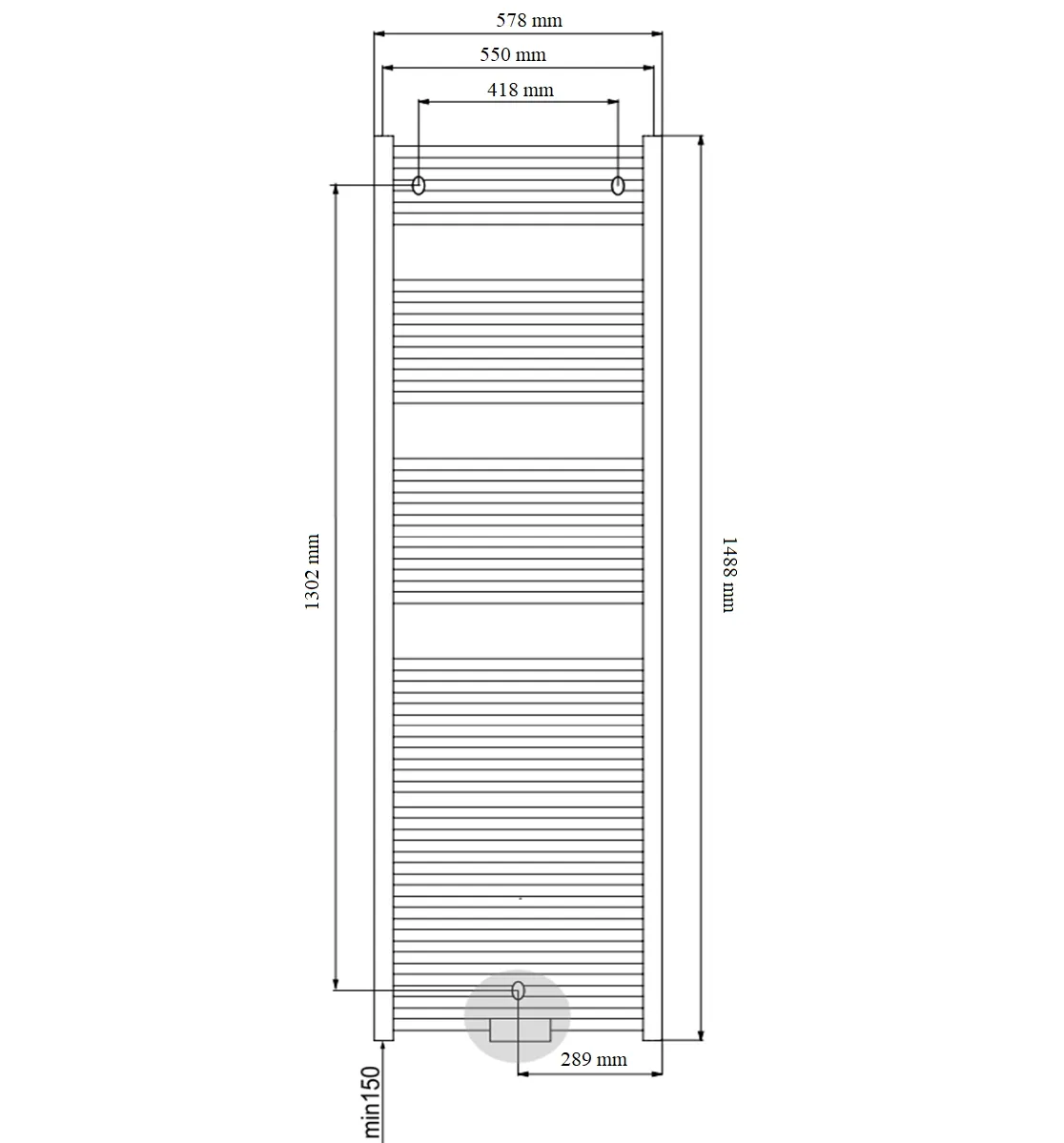 Radiateur sèche-serviettes en aluminium Fondital Cool 150 x 55 cm — vue 3