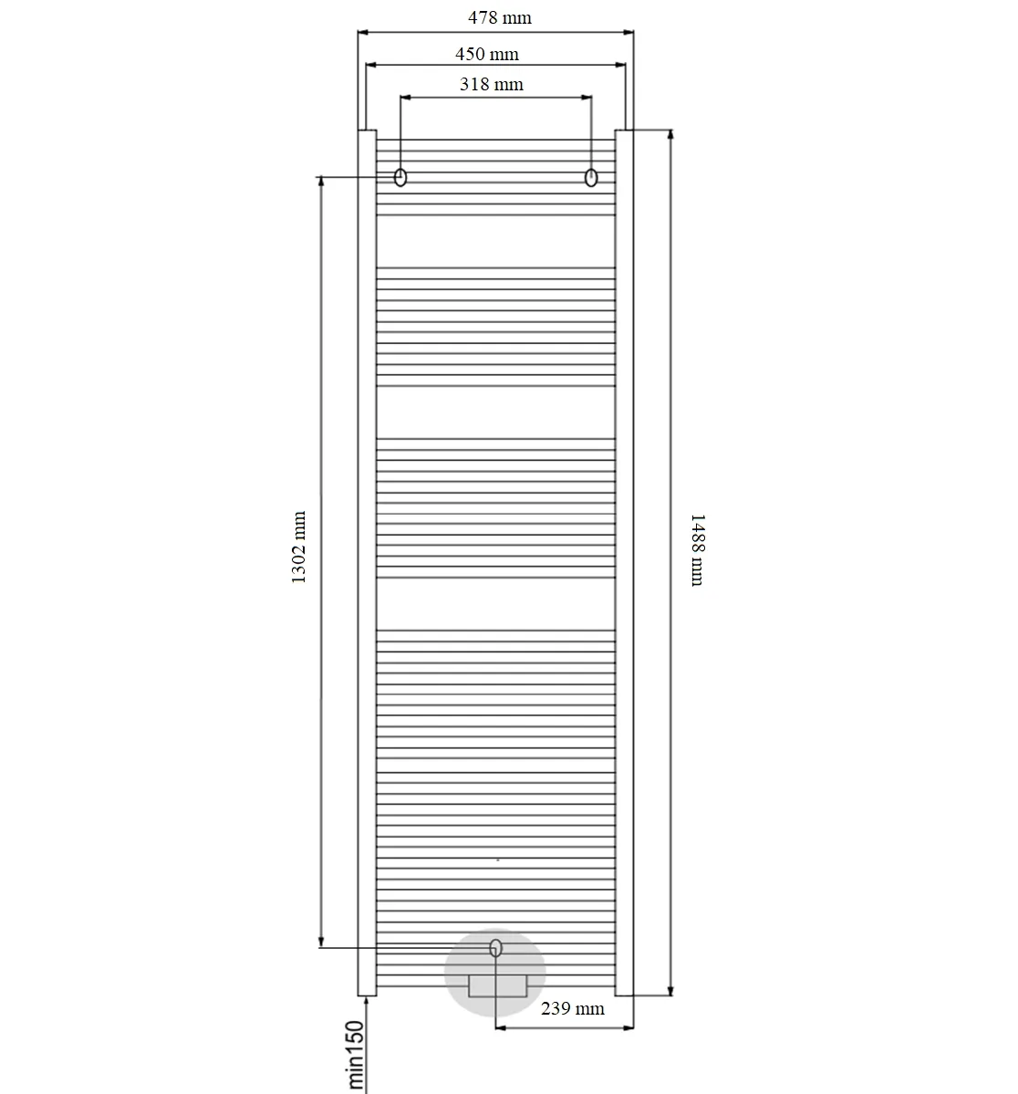 Radiateur sèche-serviettes en aluminium Fondital Cool 150 x 45 cm — vue 4