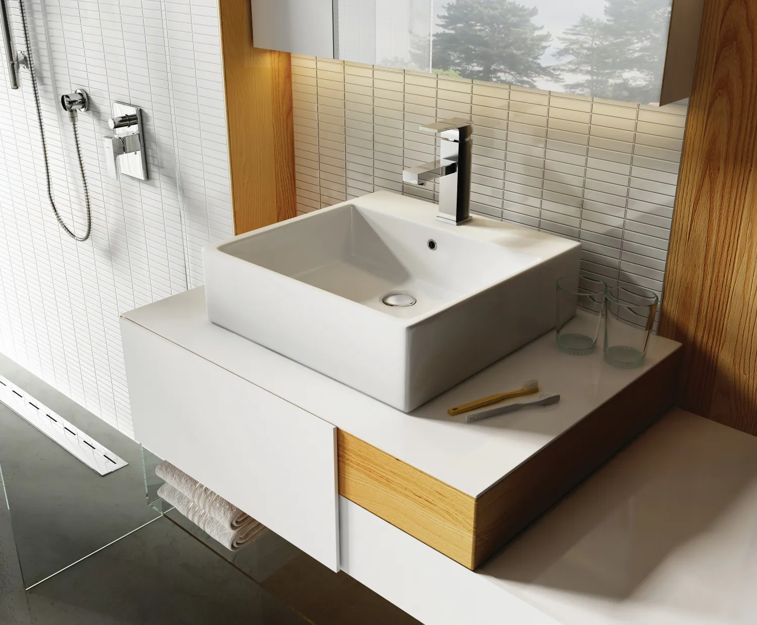 Built-in shower mixer Deante Anemon with chrome shower switch
