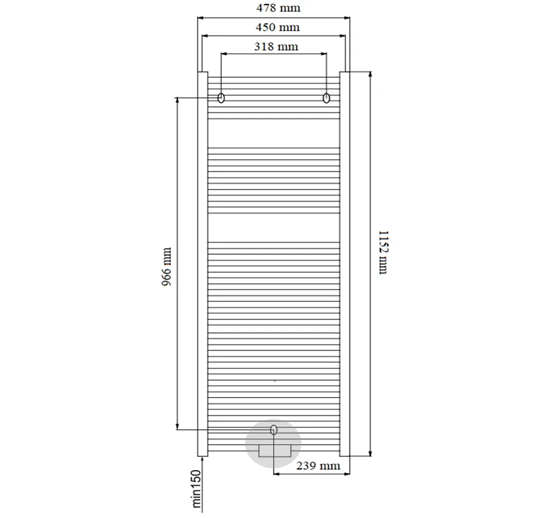 Radiateur sèche-serviettes en aluminium Fondital Cool 116 x 45 cm en finition graphite mat — vue 3