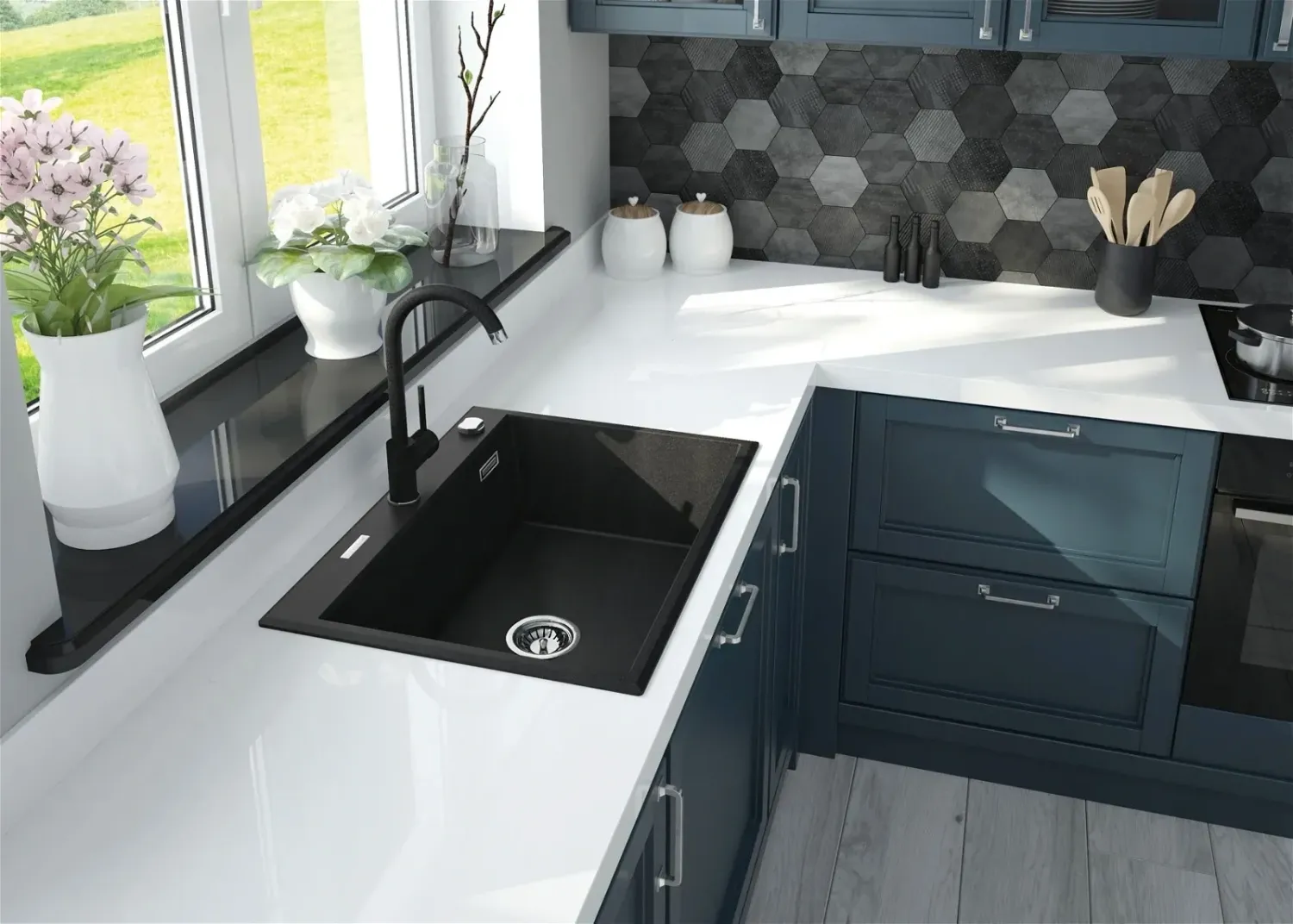 Mitigeur de cuisine Deante Nemezja en finition graphite — vue 3