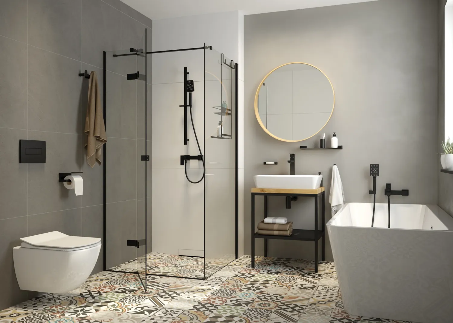 Bath/Shower Mixer Deante Anemon in Matte Black