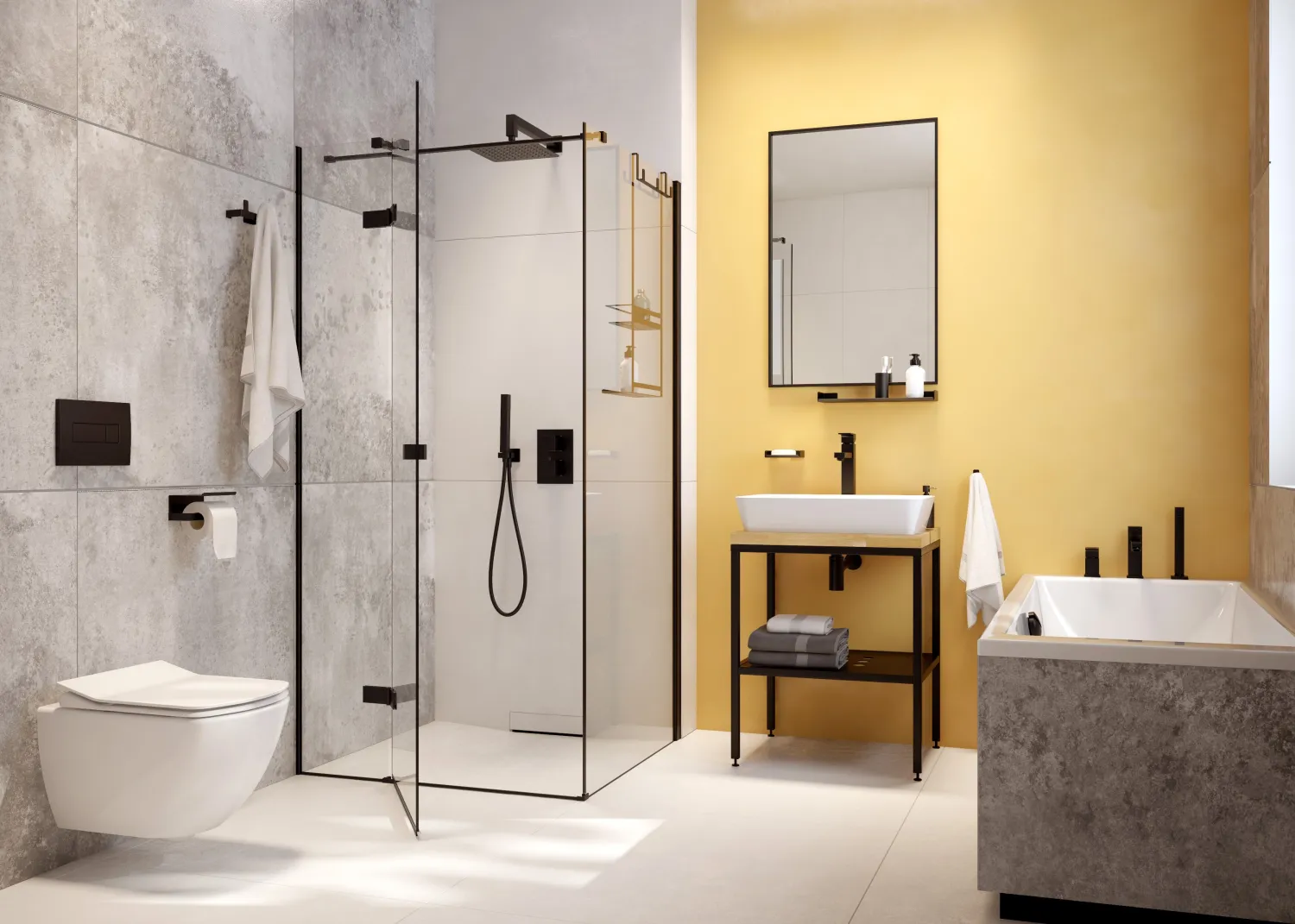 Mitigeur de lavabo rehaussé Deante Anemon 232 avec bonde clic-clac en noir mat — vue 3