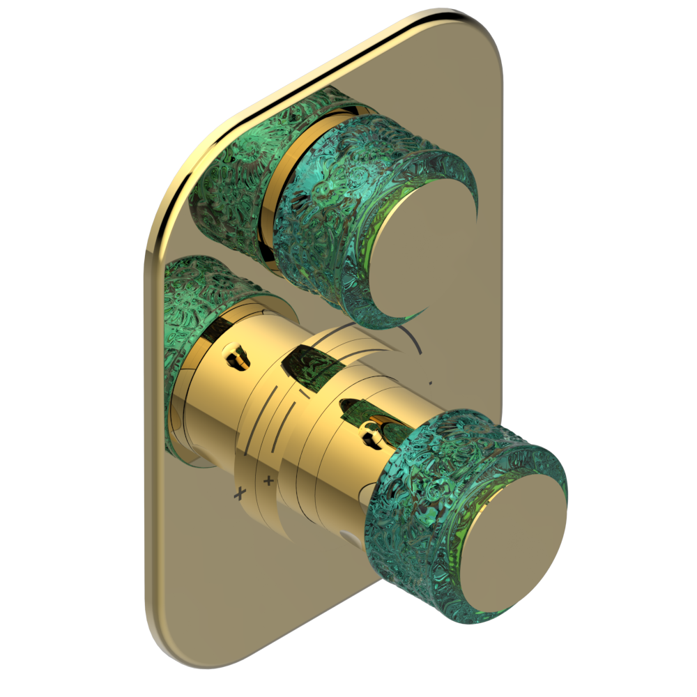 Set de finition THG pour douche thermostatique à encastrer avec un robinet d'arrêt - Collection "New Island" — vue 3