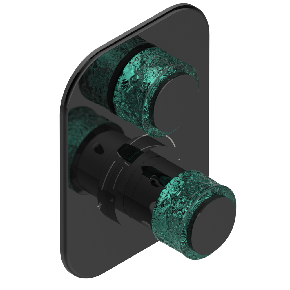 Set de finition THG pour douche thermostatique à encastrer avec un robinet d'arrêt - Collection "New Island"