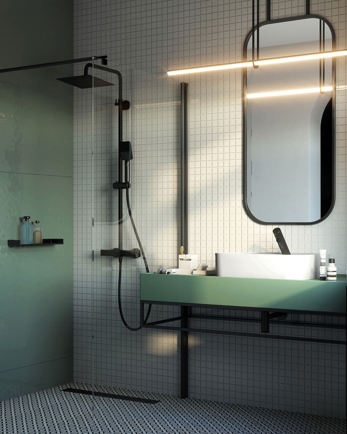 Colonne de douche carrée Deante 250 avec mitigeur thermostatique en noir mat — vue 2