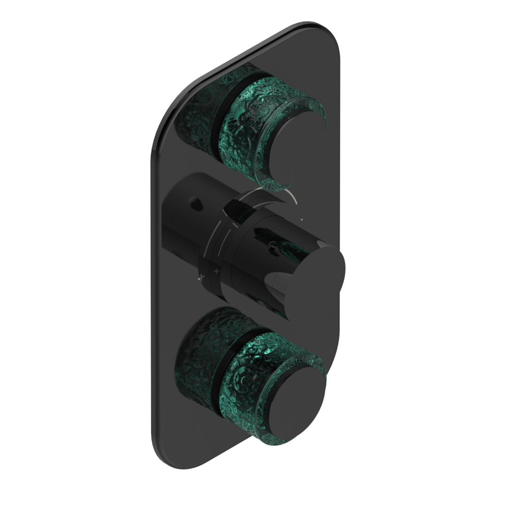 Set de finition THG pour douche thermostatique à encastrer avec deux robinets d'arrêt à 2 fonctions - Collection "New Island"