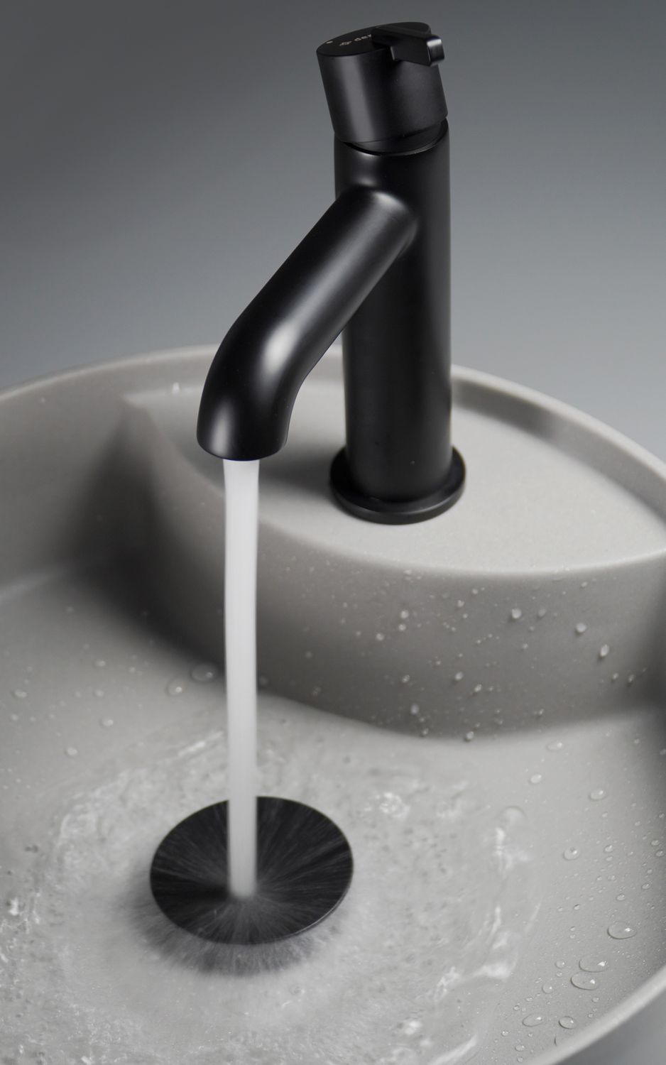 Bonde de lavabo Deante click-clac en noir mat — vue 3