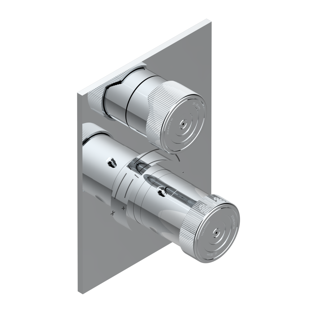 Set de finition THG pour douche thermostatique à encastrer avec un robinet d&#39;arrêt - Collection &quot;Zoom.5&quot;