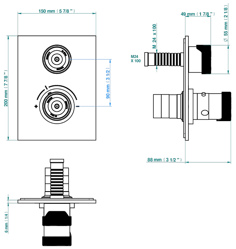 Set de finition THG pour douche thermostatique à encastrer avec un robinet d'arrêt - Collection "Zoom.5" - vue 6
