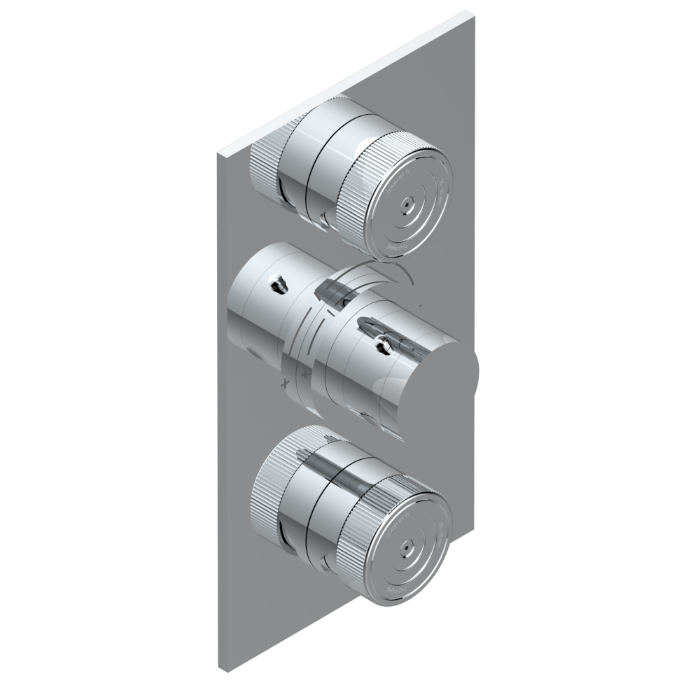 Set de finition THG pour douche thermostatique à encastrer avec deux robinets d&#39;arrêt à 2 fonctions - Collection &quot;Zoom.5&quot;