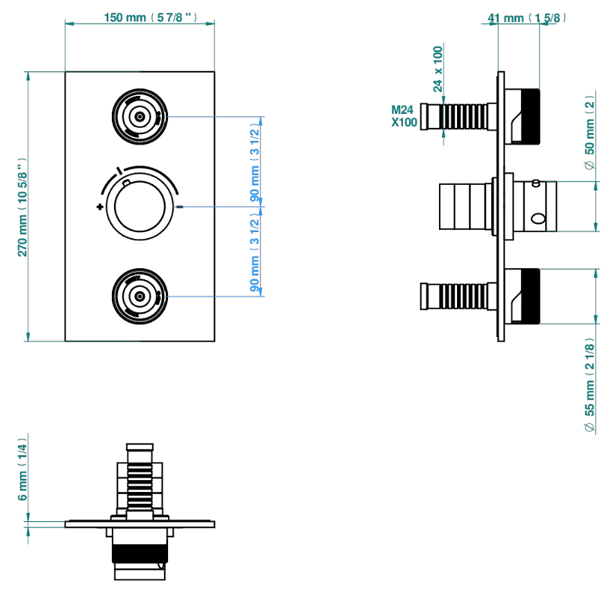 Set de finition THG pour douche thermostatique à encastrer avec deux robinets d'arrêt à 2 fonctions - Collection "Zoom.5" - vue 6